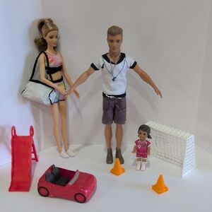 Barbie Family Sports Set with Car and Soccer Gear